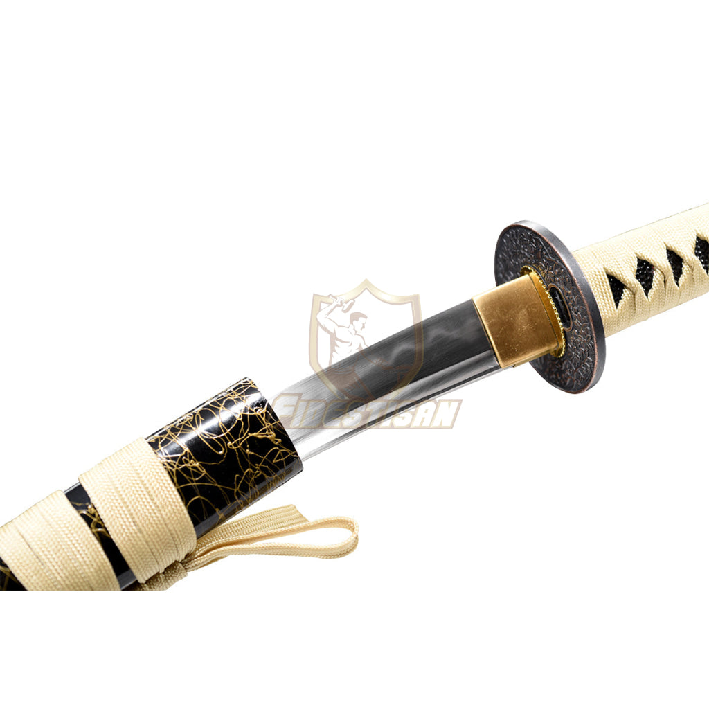 Tantou Katana Sword T10 Steel Clay Tempered Flame Blade Japanese Samurai Real Sharp Full Tang 20Inch