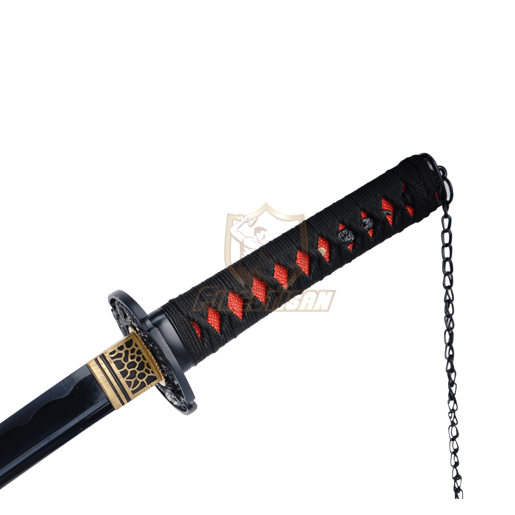 Whin333 Wakizashi Japanese Samurai Sword 1060 High Carbon Steel Black Blade Full Tang