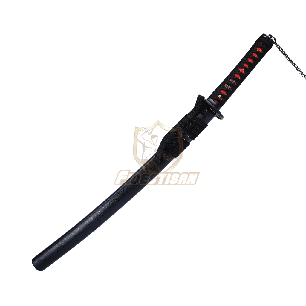 Whin333 Wakizashi Japanese Samurai Sword 1060 High Carbon Steel Black Blade Full Tang