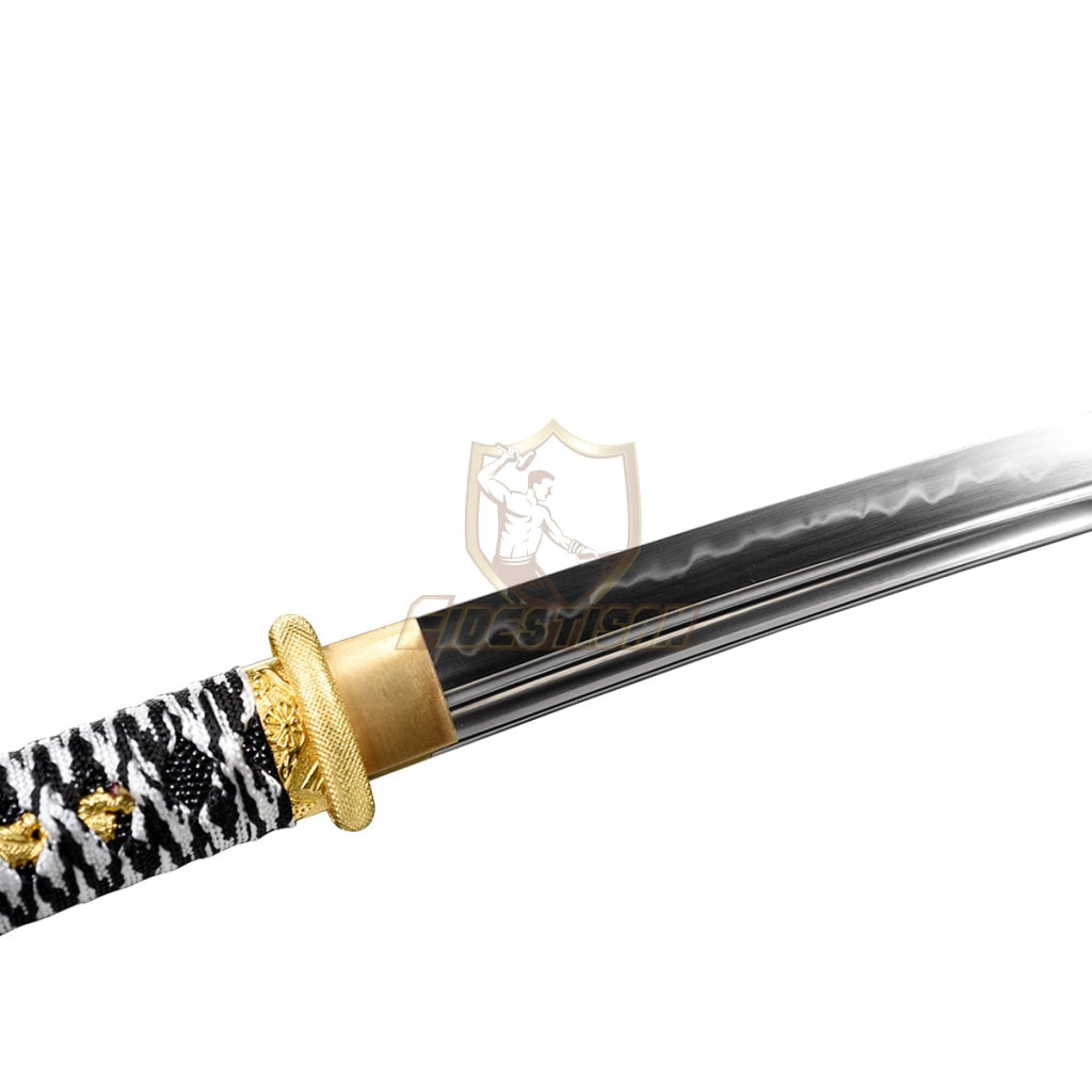 28Inch Japanese Wakizashi Katana Samurai T10 Steel Clay Tempered Real Hamon Double-Sided Blade Full