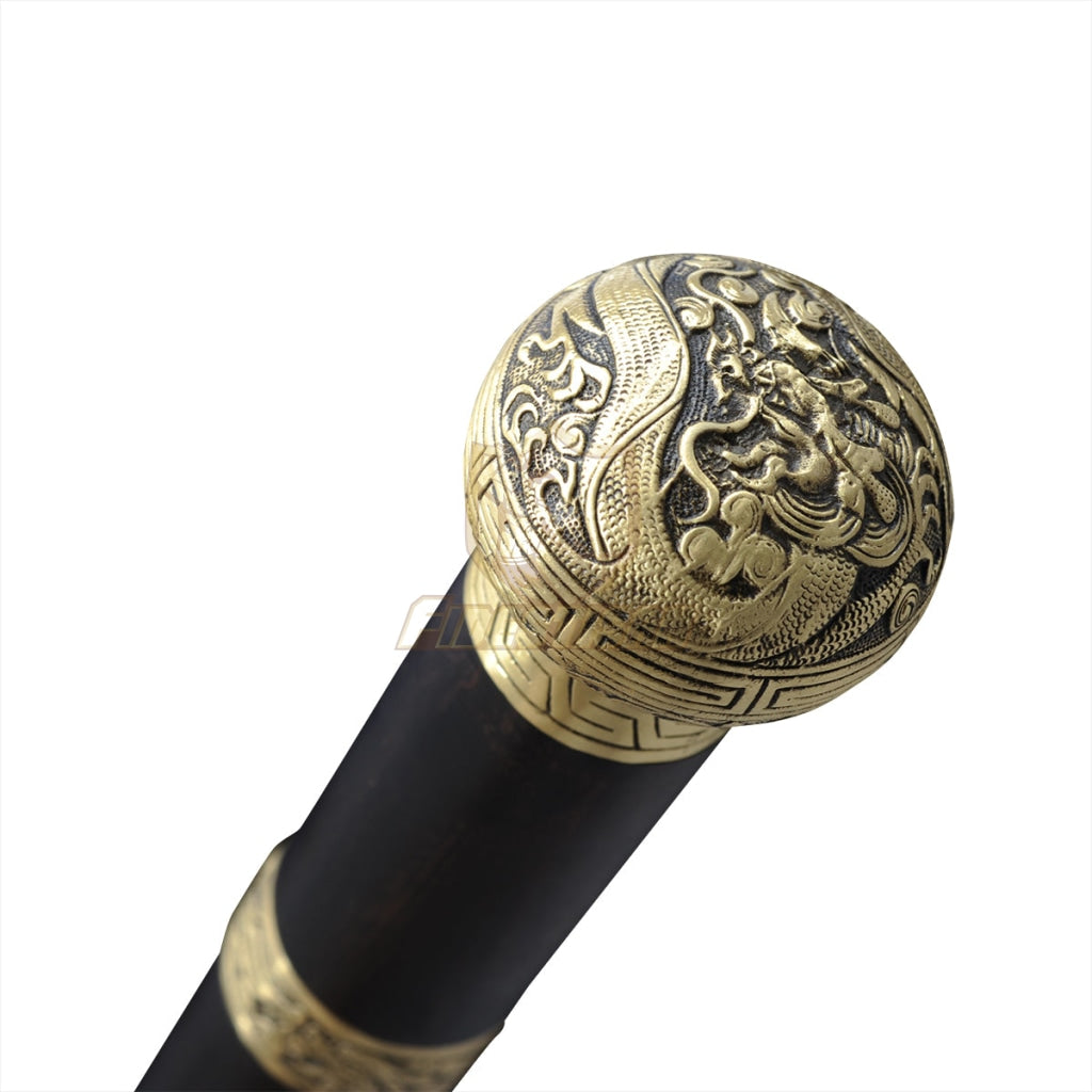 36Inch Walking Sticks Sword Damascus Steel Rosewood Hand Carving Copper Accessories Opcn210