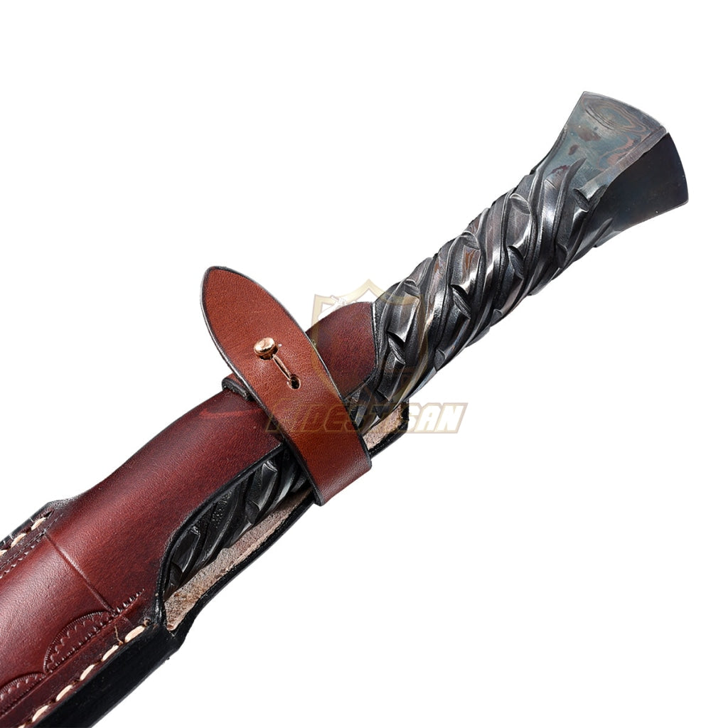 Chinese Han Jian Sword Integral Forging Damascus Steel Double-Edged Blade Broadsword 28Inch Full