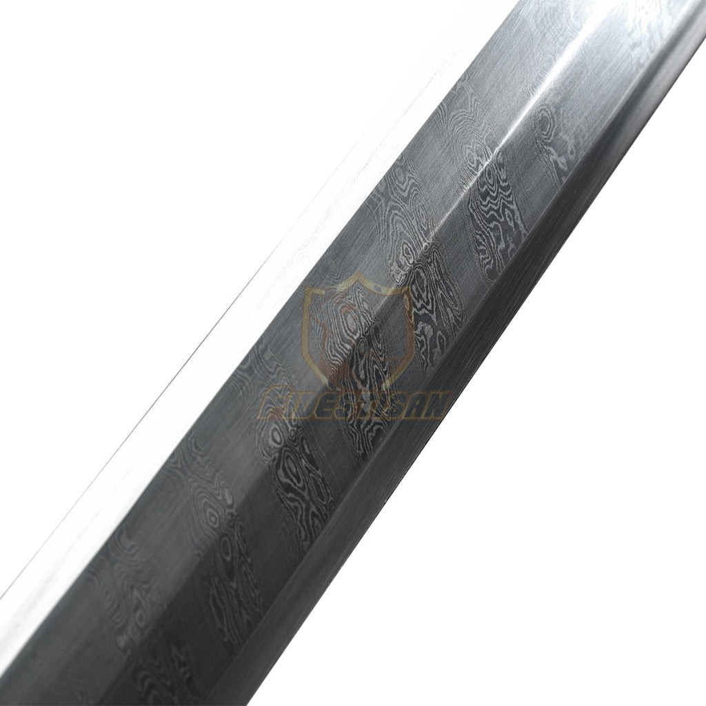 Chinese Han Jian Sword Integral Forging Damascus Steel Double-Edged Blade Broadsword 28Inch Full