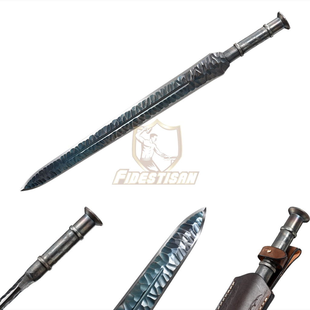 Chinese Han Jian Sword Integral Forging Damascus Steel Flame Baked Blue Double-Edged Blade