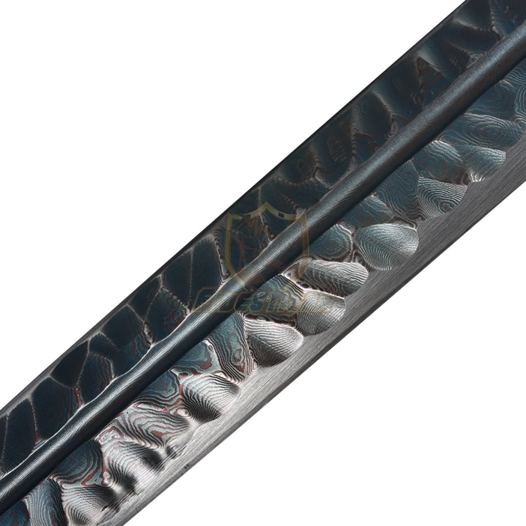 Chinese Han Jian Sword Integral Forging Damascus Steel Flame Baked Blue Double-Edged Blade