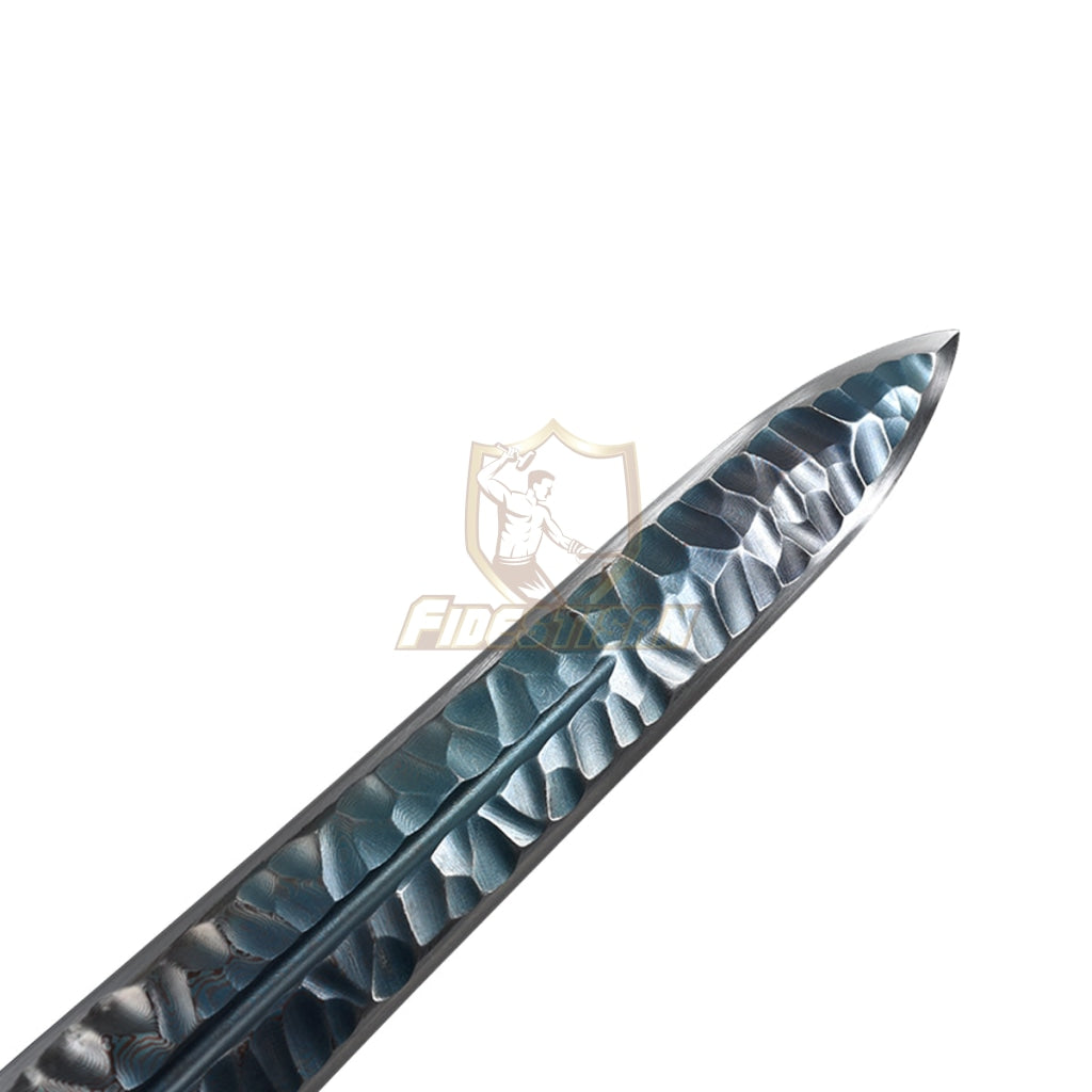 Chinese Han Jian Sword Integral Forging Damascus Steel Flame Baked Blue Double-Edged Blade