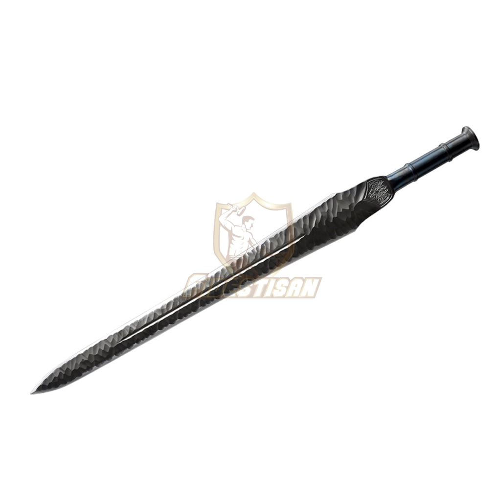 Chinese Han Sword Integral Forging Damascus Steel Double-Edged Blade Broadsword 25Inch Full Tang