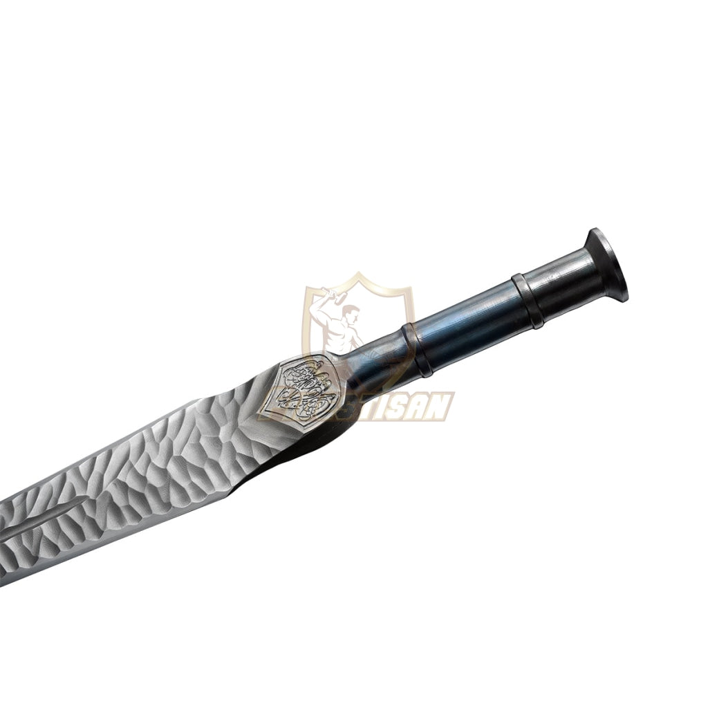 Chinese Han Sword Integral Forging Damascus Steel Double-Edged Blade Broadsword 25Inch Full Tang