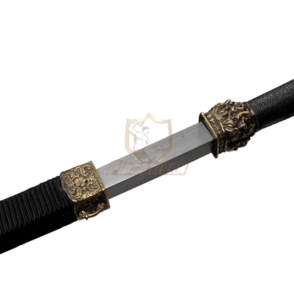 Chinese Kung Fu Weapons Whip Mace Sword Breaker(Forged Damascus Steel Hand Whip) Copper 35Inch