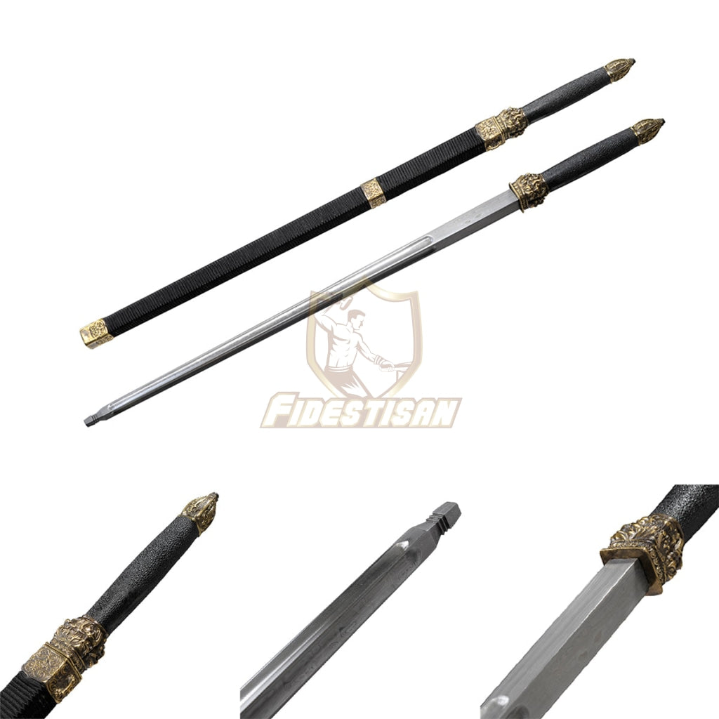 Chinese Kung Fu Weapons Whip Mace Sword Breaker(Forged Damascus Steel Hand Whip) Copper 35Inch