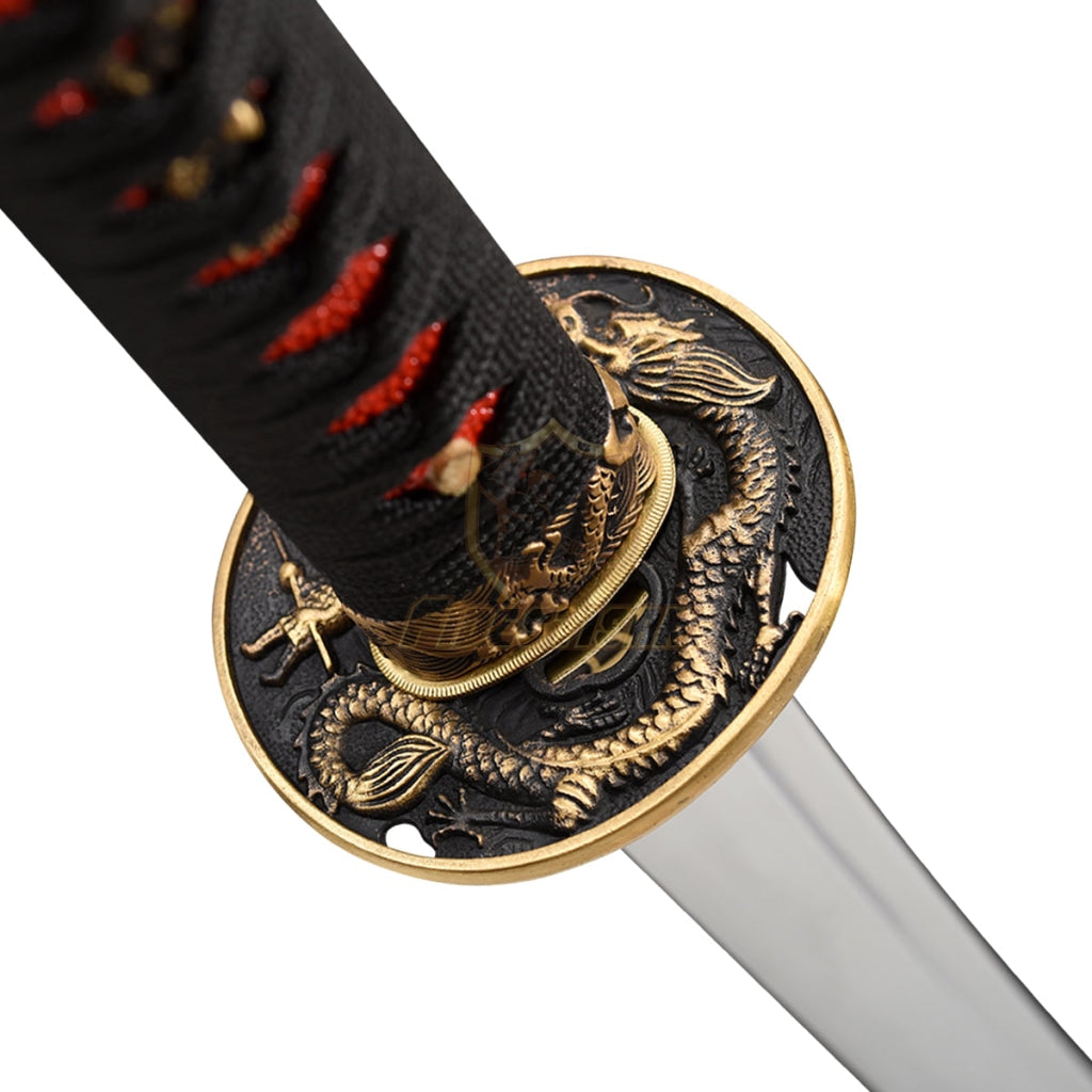 Fidestisan Clay Tempered Katana Samurai Dragon Style Japanese Real Sword T10 Steel Blade Full Tang