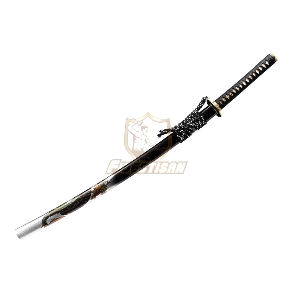 Fidestisan Dragon Katana T10 Steel Flame Blade Clay Tempered Samurai Japanese Real Sword Full Tang