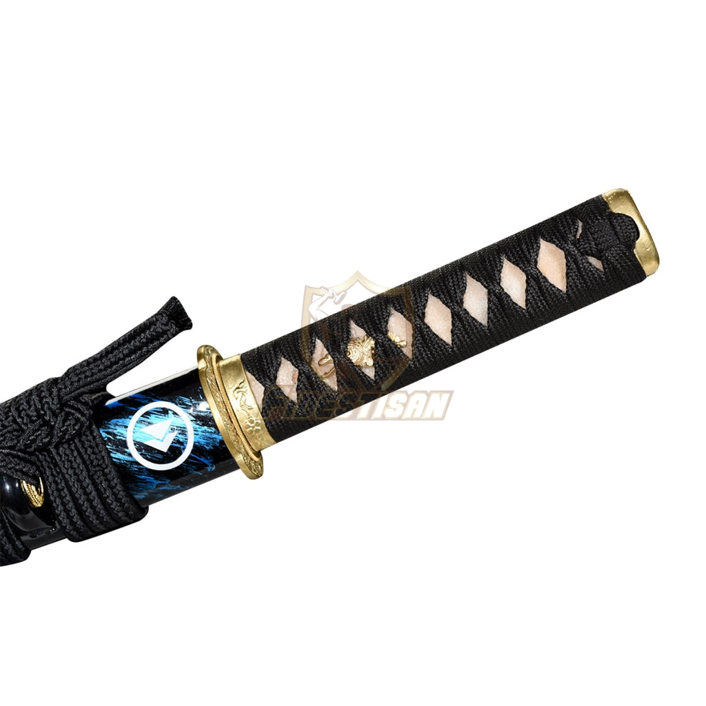 Fidestisan Handemade Real Japanese 20Inch Tanto Flame Blade Sword T10 Clay Tempered Tsuchioki Steel