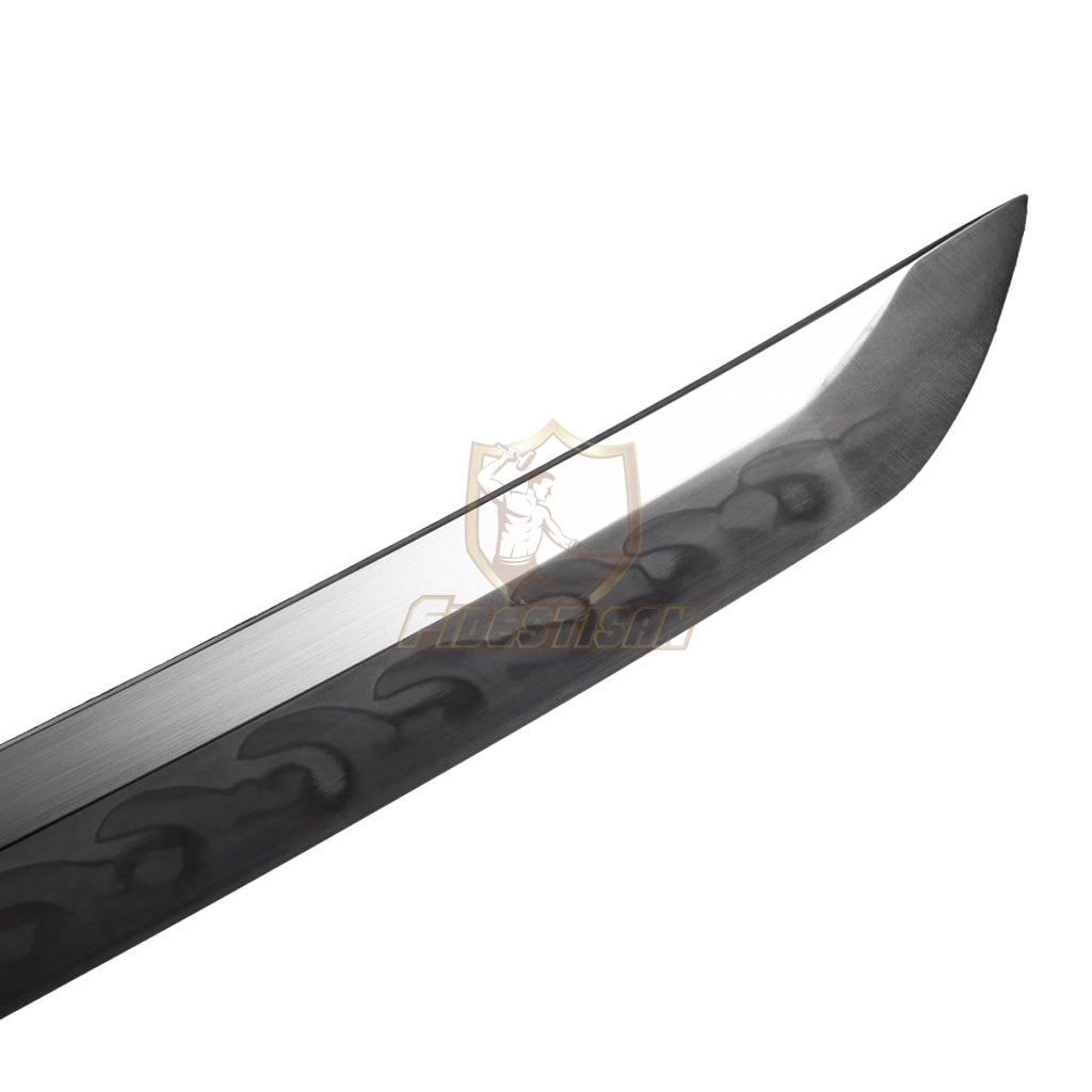 Fidestisan Handemade Real Japanese 20Inch Tantou Flame Blade Sword T10 Clay Tempered Steel Katana