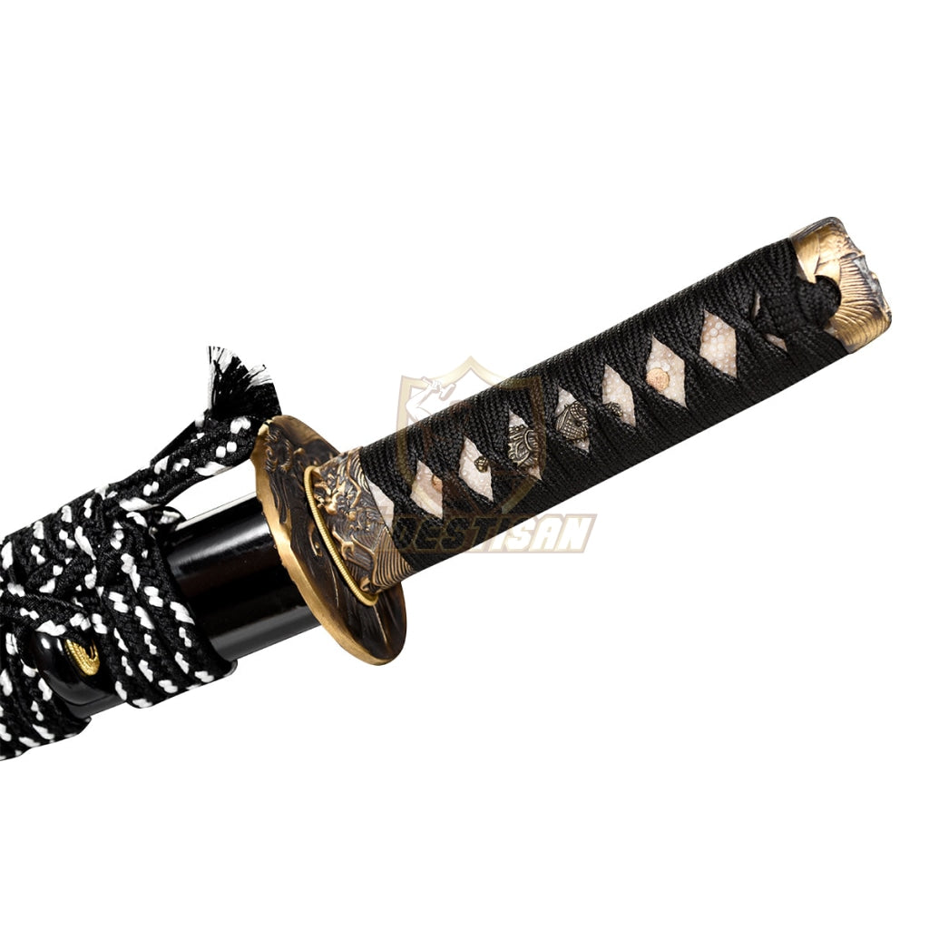 Fidestisan Handemade Real Japanese 20Inch Tantou Flame Blade Sword T10 Clay Tempered Steel Katana