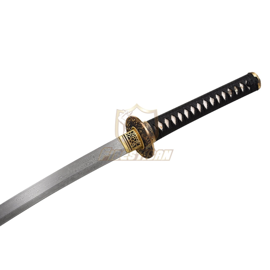 Fidestisan Handmade Katana Samurai Japanese Damascus Steel Real Sword Full Tang Sharp Dragon Wave