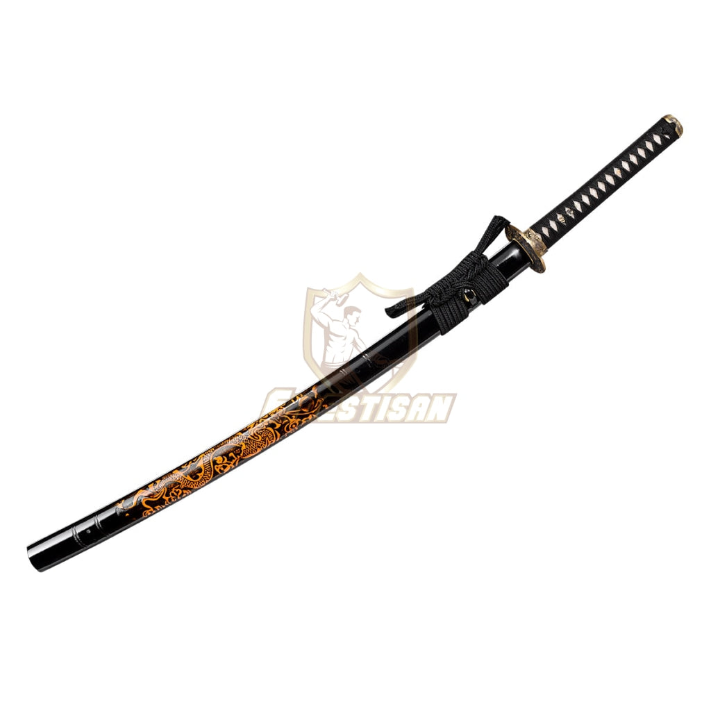 Fidestisan Handmade Katana Samurai Japanese Damascus Steel Real Sword Full Tang Sharp Dragon Wave