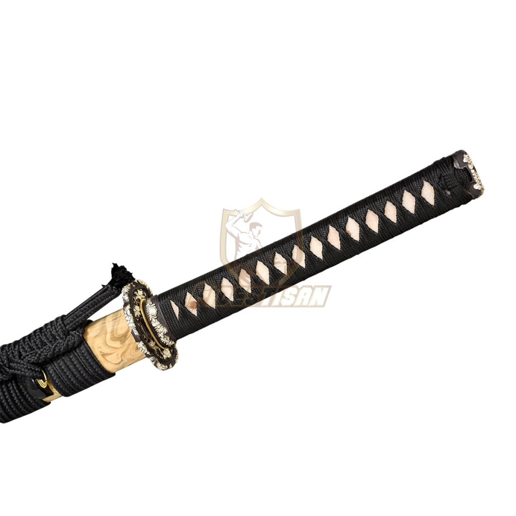 Fidestisan Japanese Real Hamon Sword Katana T10 Steel Blade Full Tang Clay Processes Copper Tsuba