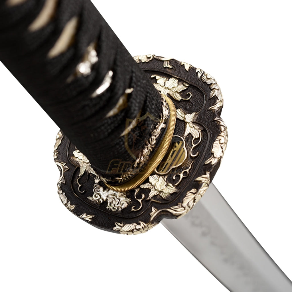 Fidestisan Japanese Real Hamon Sword Katana T10 Steel Blade Full Tang Clay Processes Copper Tsuba