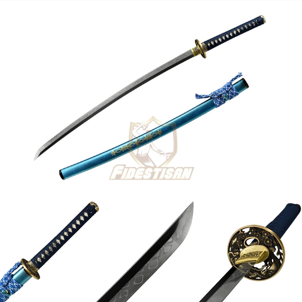 Fidestisan Katana Ktct286 T10 Steel Clay Tempered Samurai Japanese Real Hamon Skin Sword Full Tang