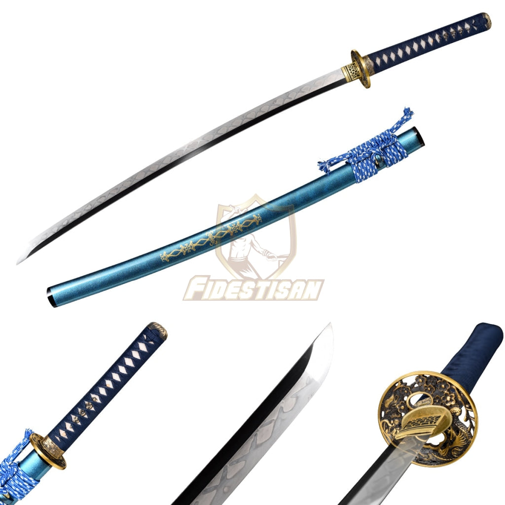 Fidestisan Katana T10 Steel Blade Clay Tempered Samurai Japanese Real Sword Full Tang Sharp Copper