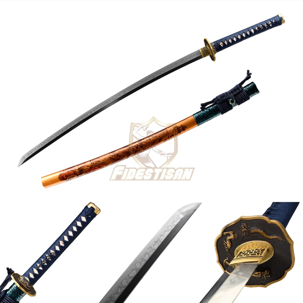 Fidestisan Katana T10 Steel Clay Tempered Flame Blade Samurai Japanese Real Sword Full Tang Sharp