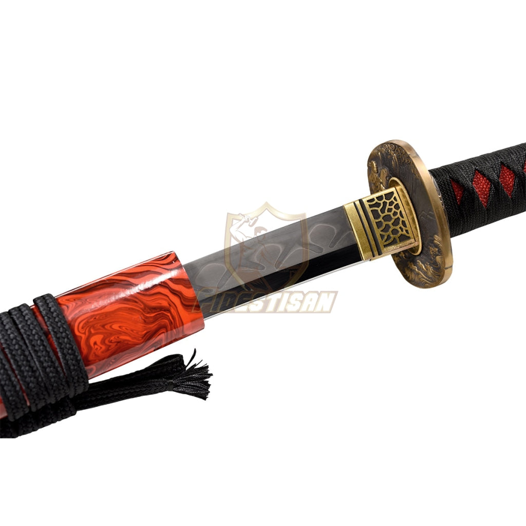 Fidestisan Katana T10 Steel Clay Tempered Samurai Japanese Real Sword Full Tang Sharp Copper Carp