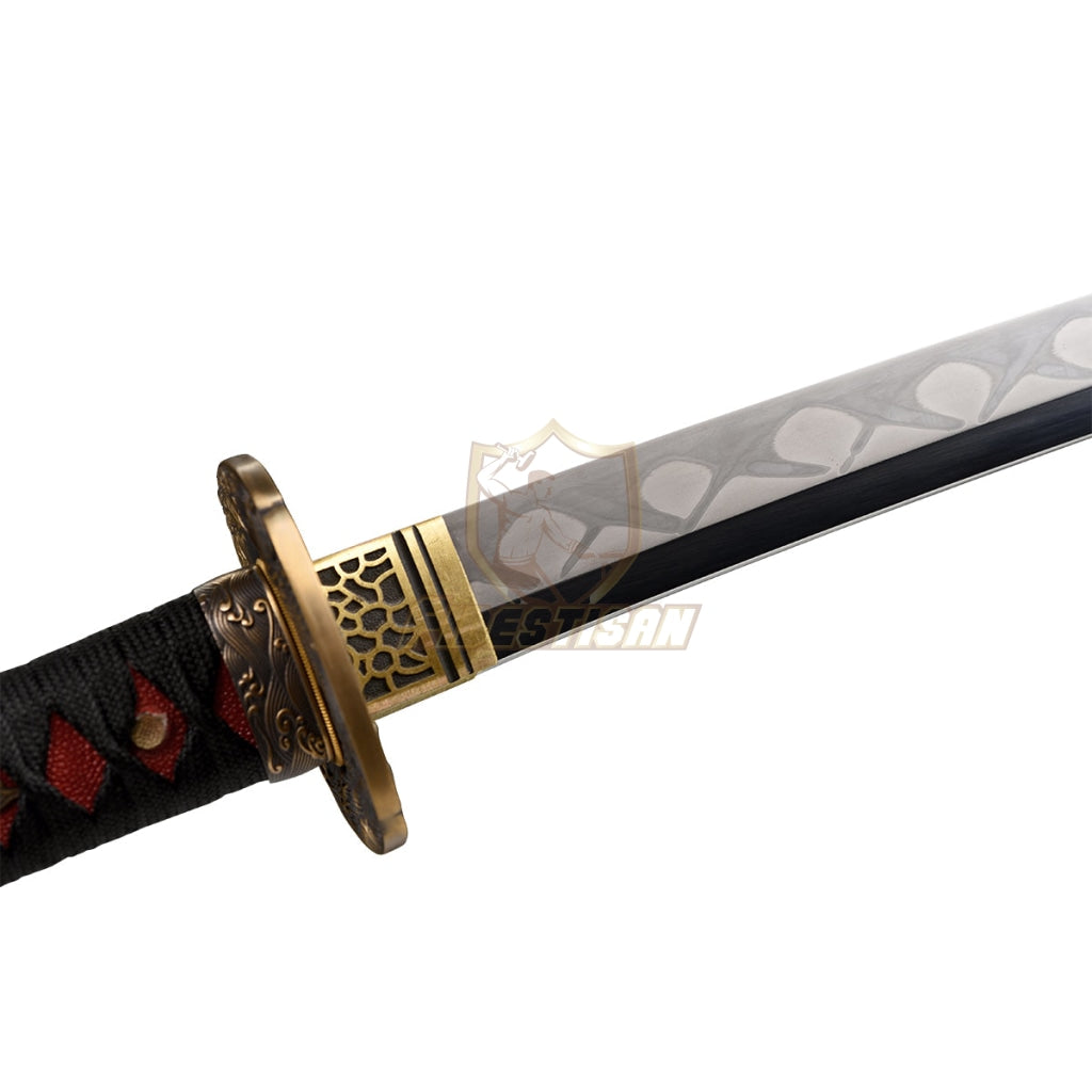 Fidestisan Katana T10 Steel Clay Tempered Samurai Japanese Real Sword Full Tang Sharp Copper Carp