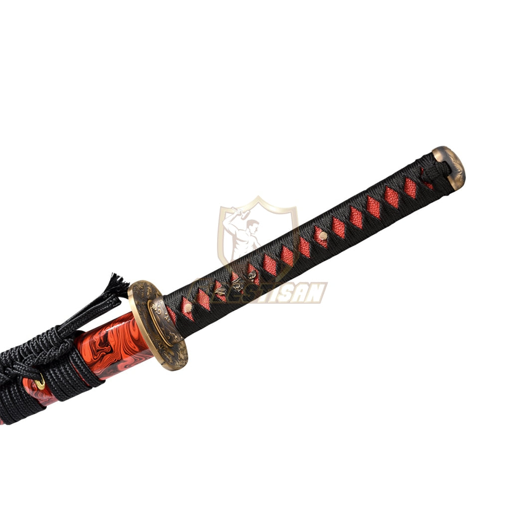 Fidestisan Katana T10 Steel Clay Tempered Samurai Japanese Real Sword Full Tang Sharp Copper Carp