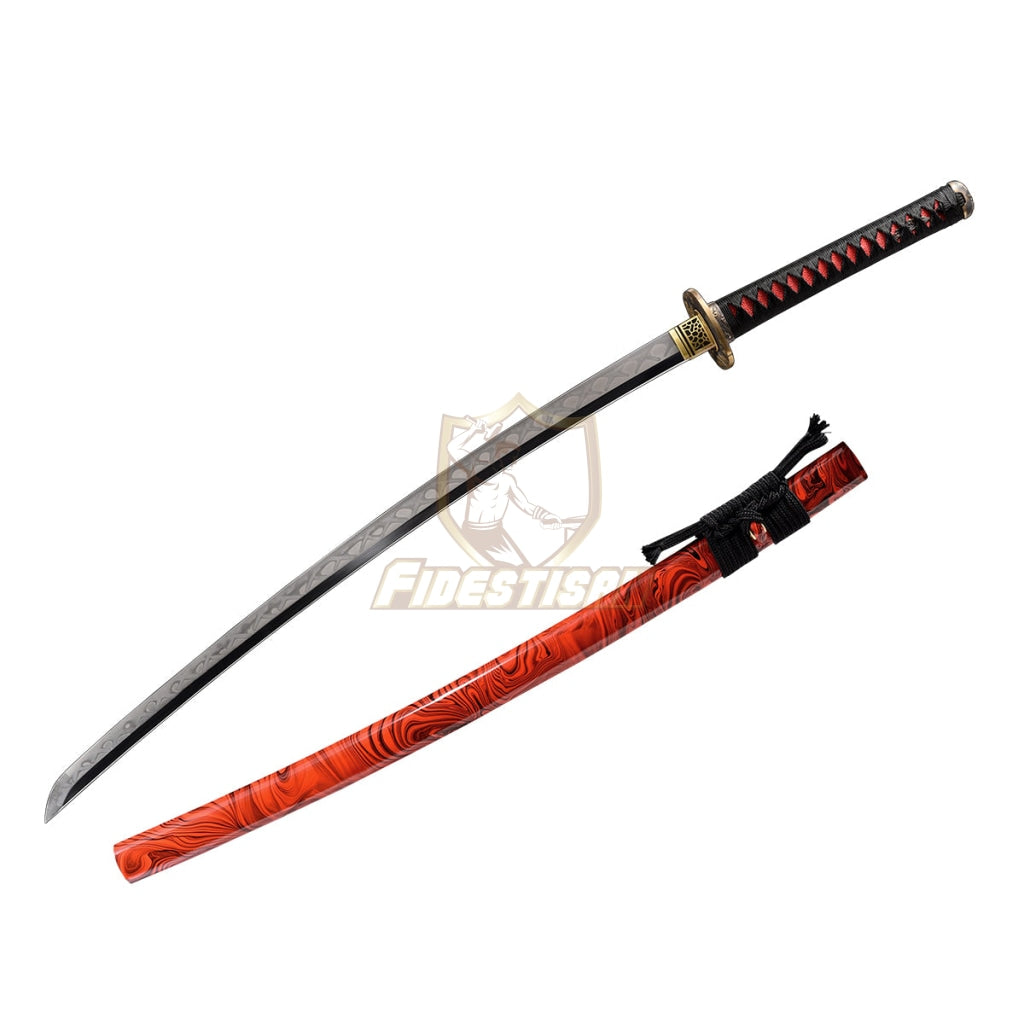 Fidestisan Katana T10 Steel Clay Tempered Samurai Japanese Real Sword Full Tang Sharp Copper Carp