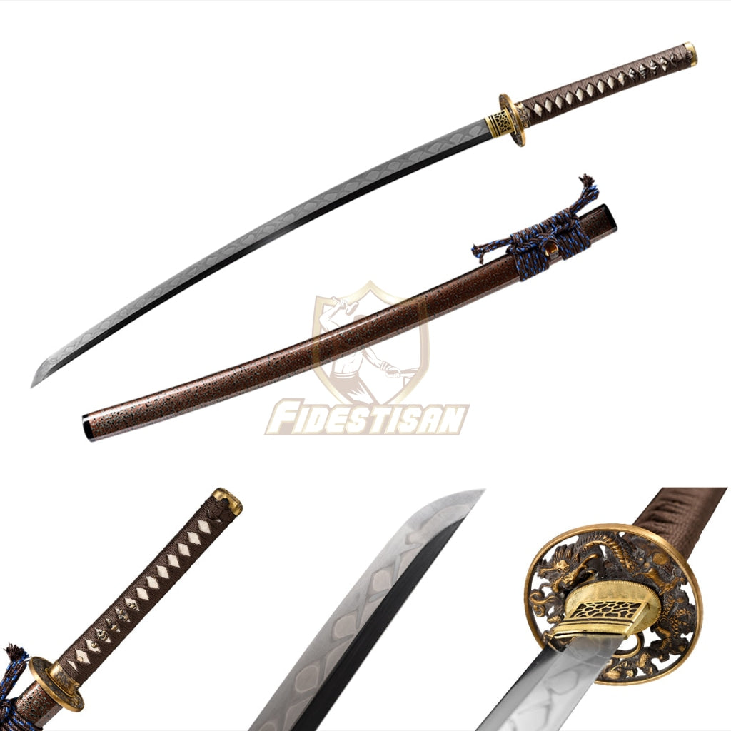 Fidestisan Katana T10 Steel Clay Tempered Samurai Japanese Real Sword Full Tang Sharp Copper