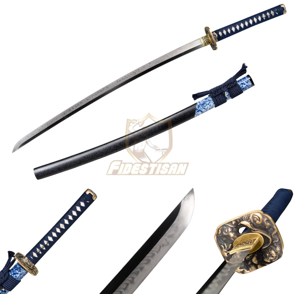 Fidestisan Katana T10 Steel Flame Blade Clay Tempered Samurai Japanese Real Sword Full Tang Sharp