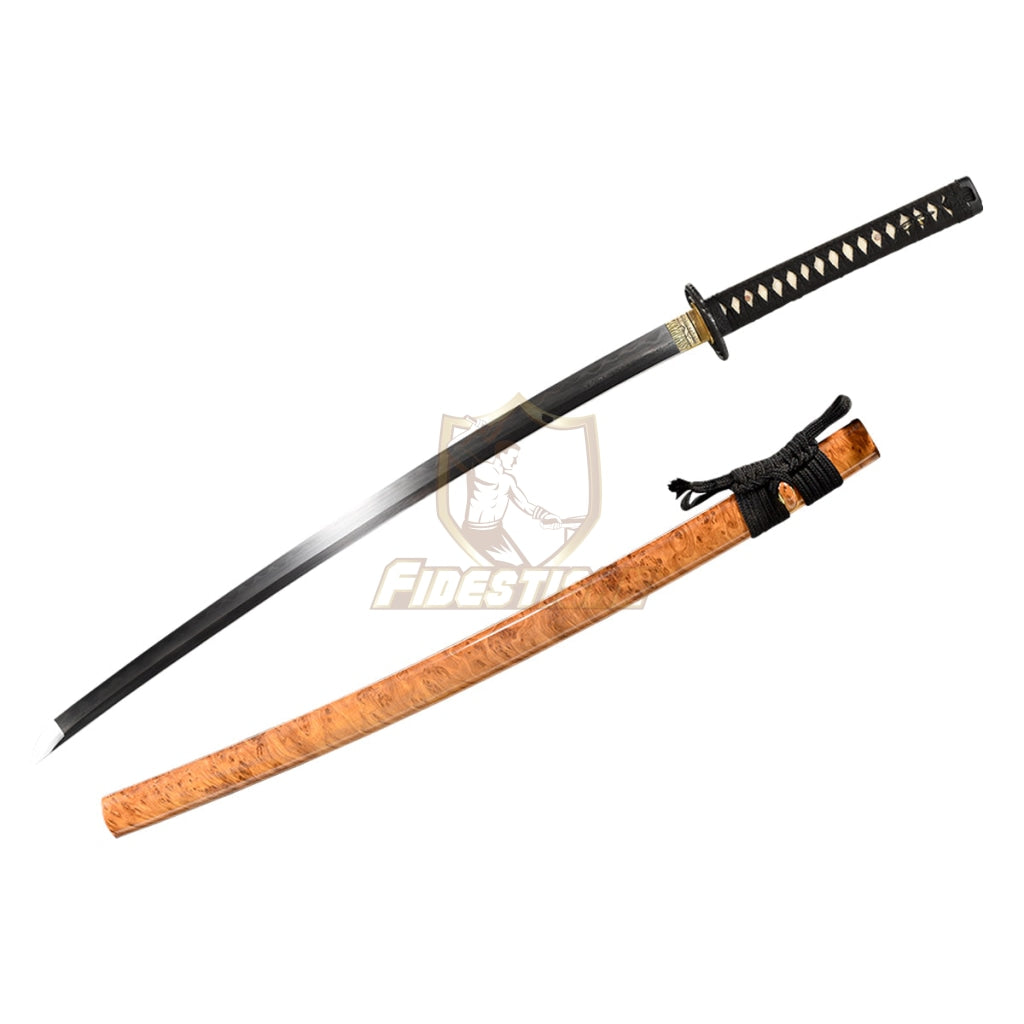 Fidestisan Kpay279 Katana Damascus Steel + Clay Tempered Samurai Japanese Real Sword Full Tang Sharp