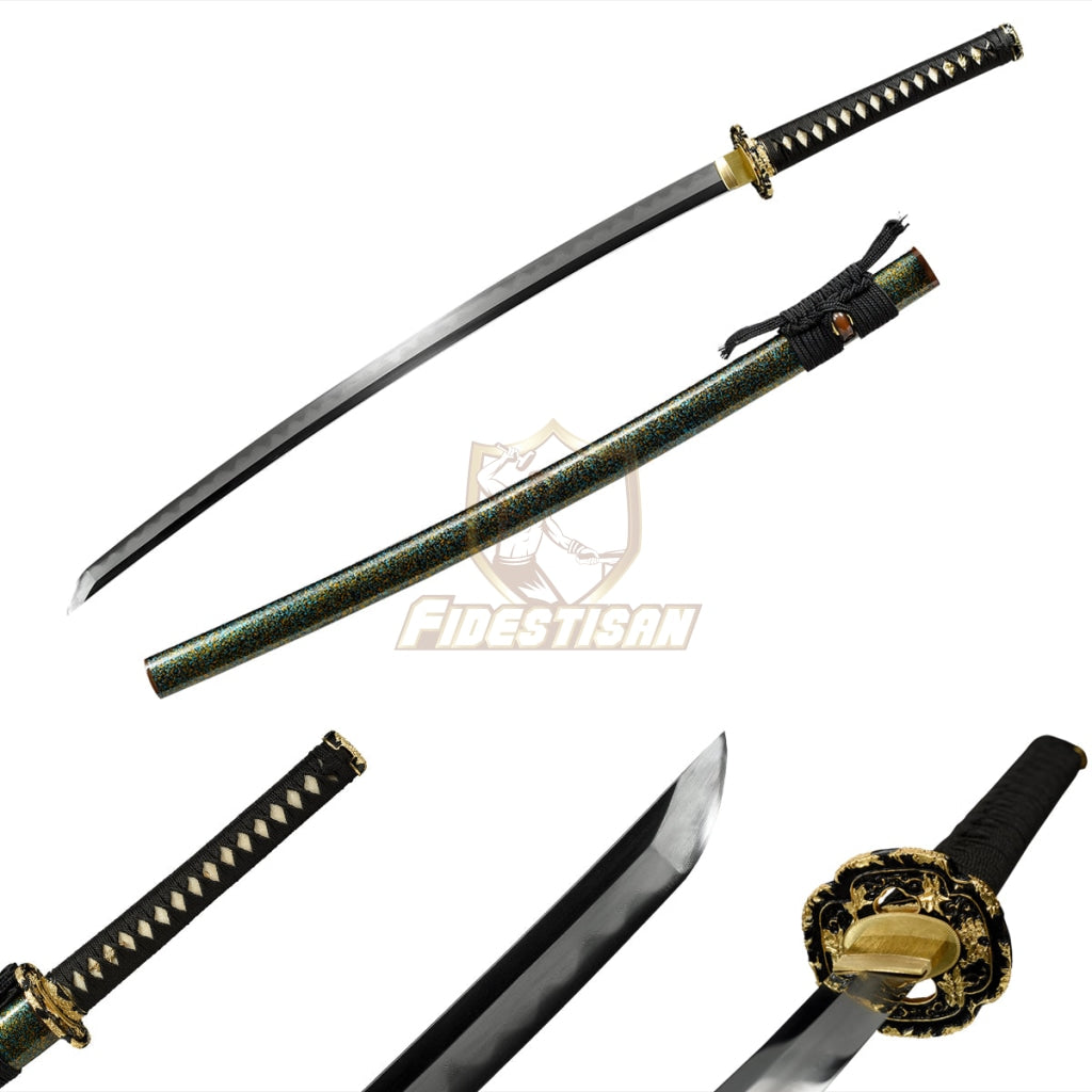 Fidestisan Kpcy282 Handmade Forging Katana Damascus Steel + Clay Tempered Samurai Japanese Real