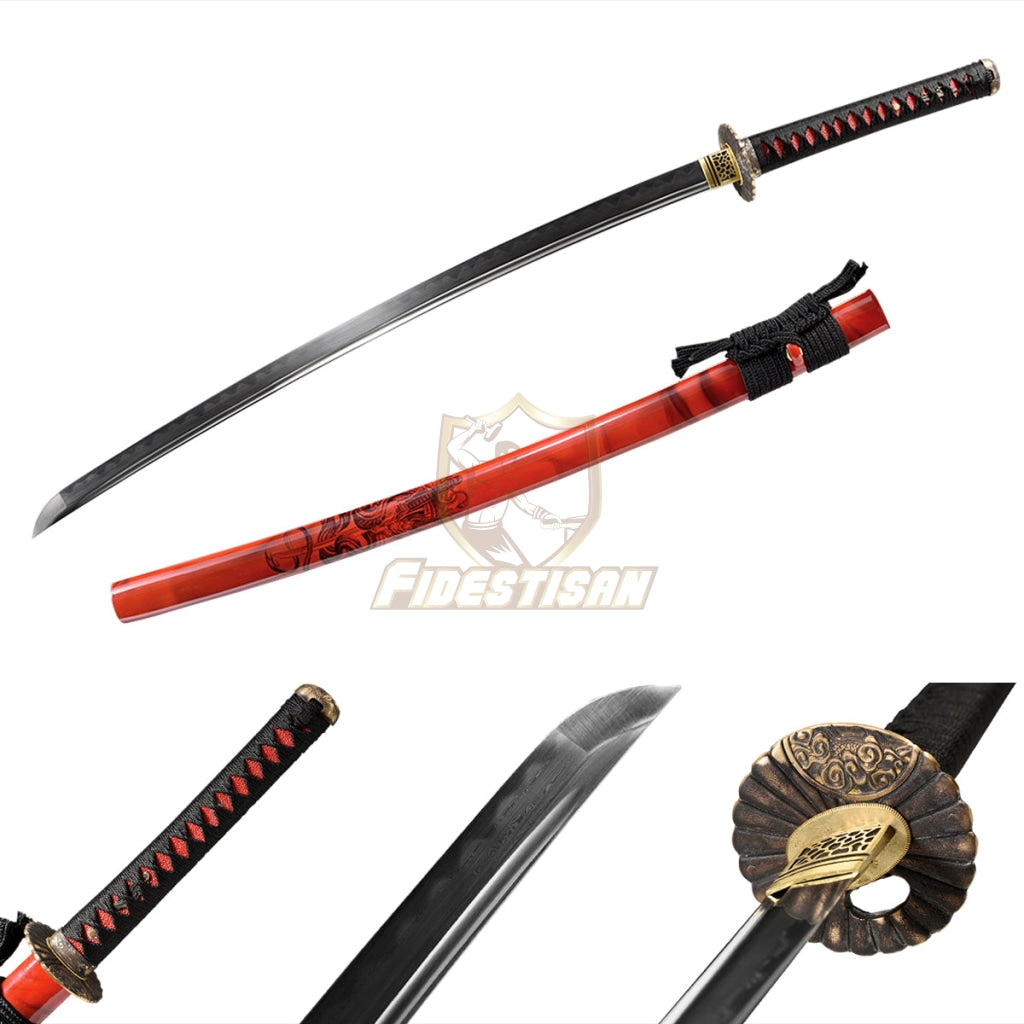 Fidestisan Kscy265 Katana Damascus Steel Clay Tempered Sharp Blade Samurai Japanese Real Sword Full