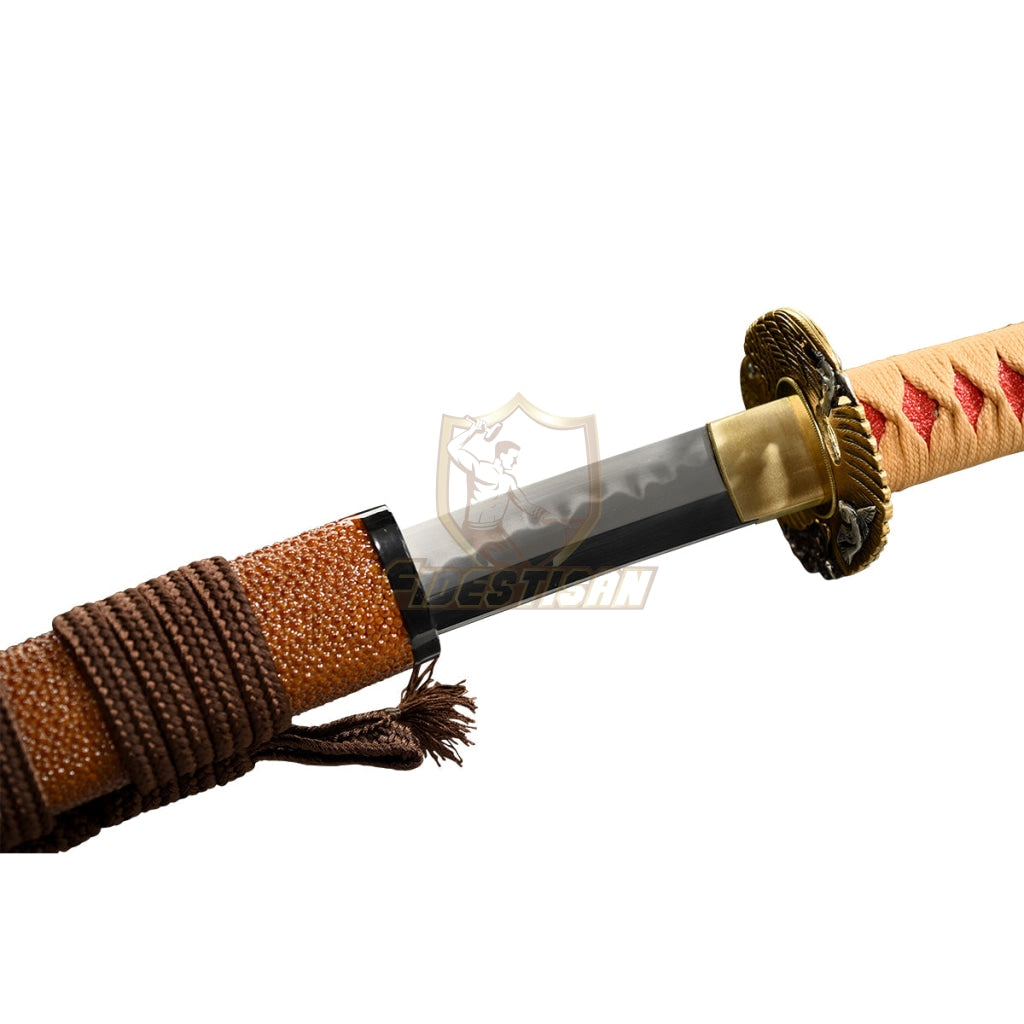 Fidestisan Ktcy264 Handmade Katana Sword T10 Real Kissaki Clay Tempered Copper Eagle Tsuba Polishing