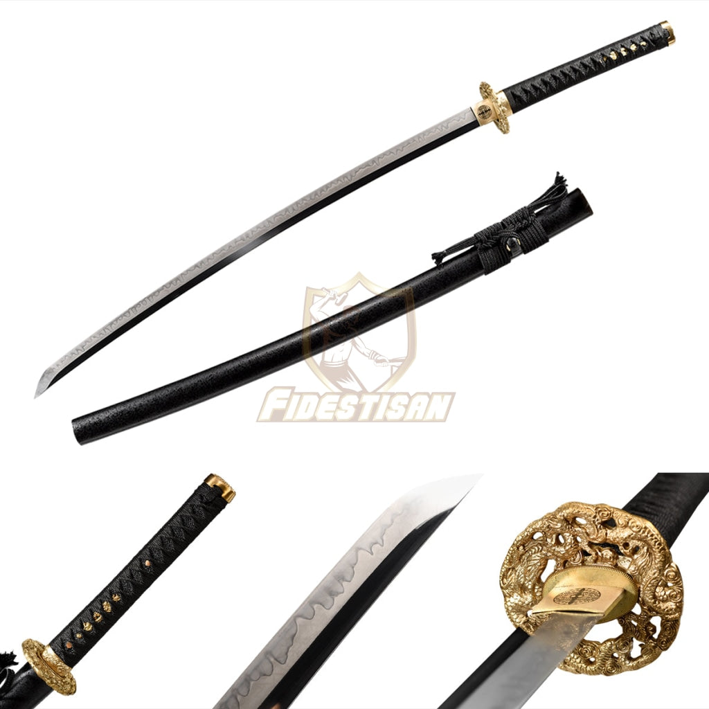 Fidestisan Ktcy269 Katana T10 Steel Clay Tempered Samurai Japanese Real Hamon Line Sword Full Tang