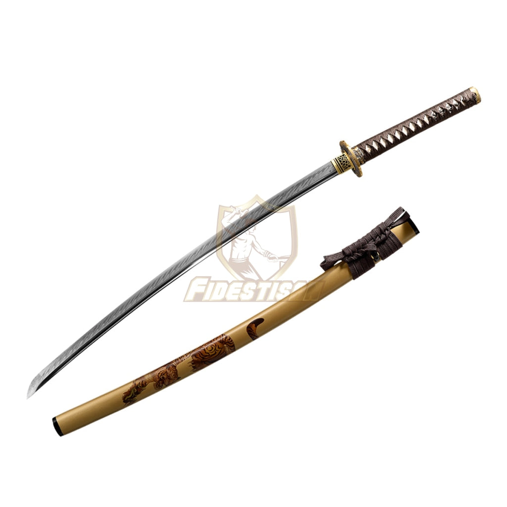 Fidestisan Ktcy273 Katana T10 Steel Clay Tempered Samurai Japanese Real Skin Sword Full Tang Sharp