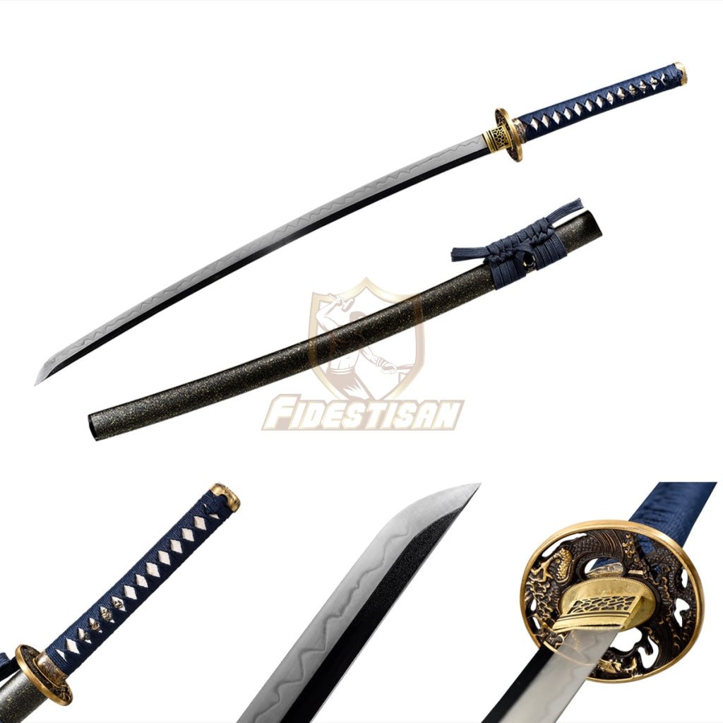 Fidestisan Ktcy274 Katana T10 Steel Clay Tempered Samurai Japanese Real Hamon Blade Skin Sword Full