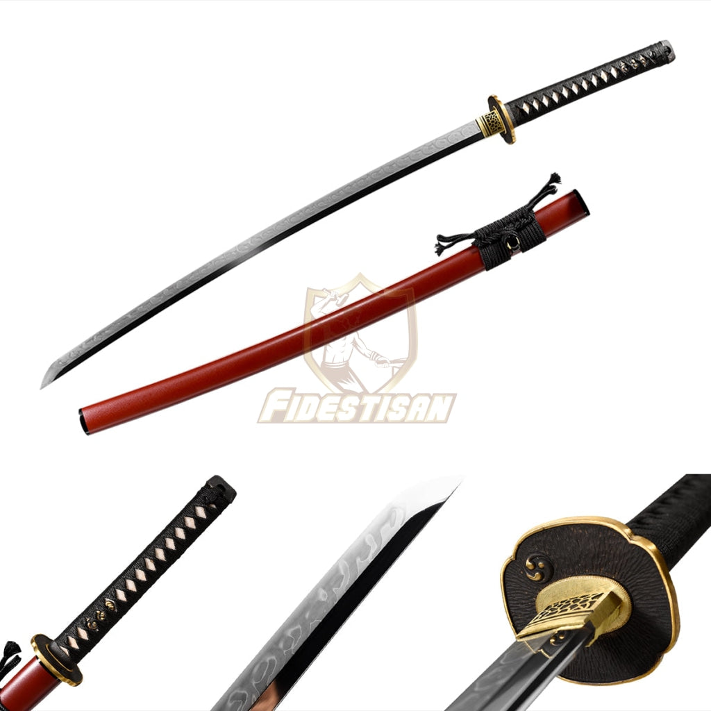 Fidestisan Ktcy278 Katana T10 Steel Clay Tempered Samurai Japanese Real Hamon Blade Skin Sword Full