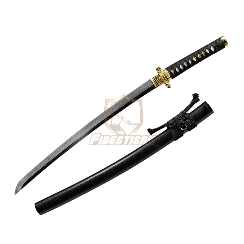 Fidestisan Real 28Inch Wakizashi T10 Blade Clay Tempered Hamon Line Japanese Samurai Katana Sword