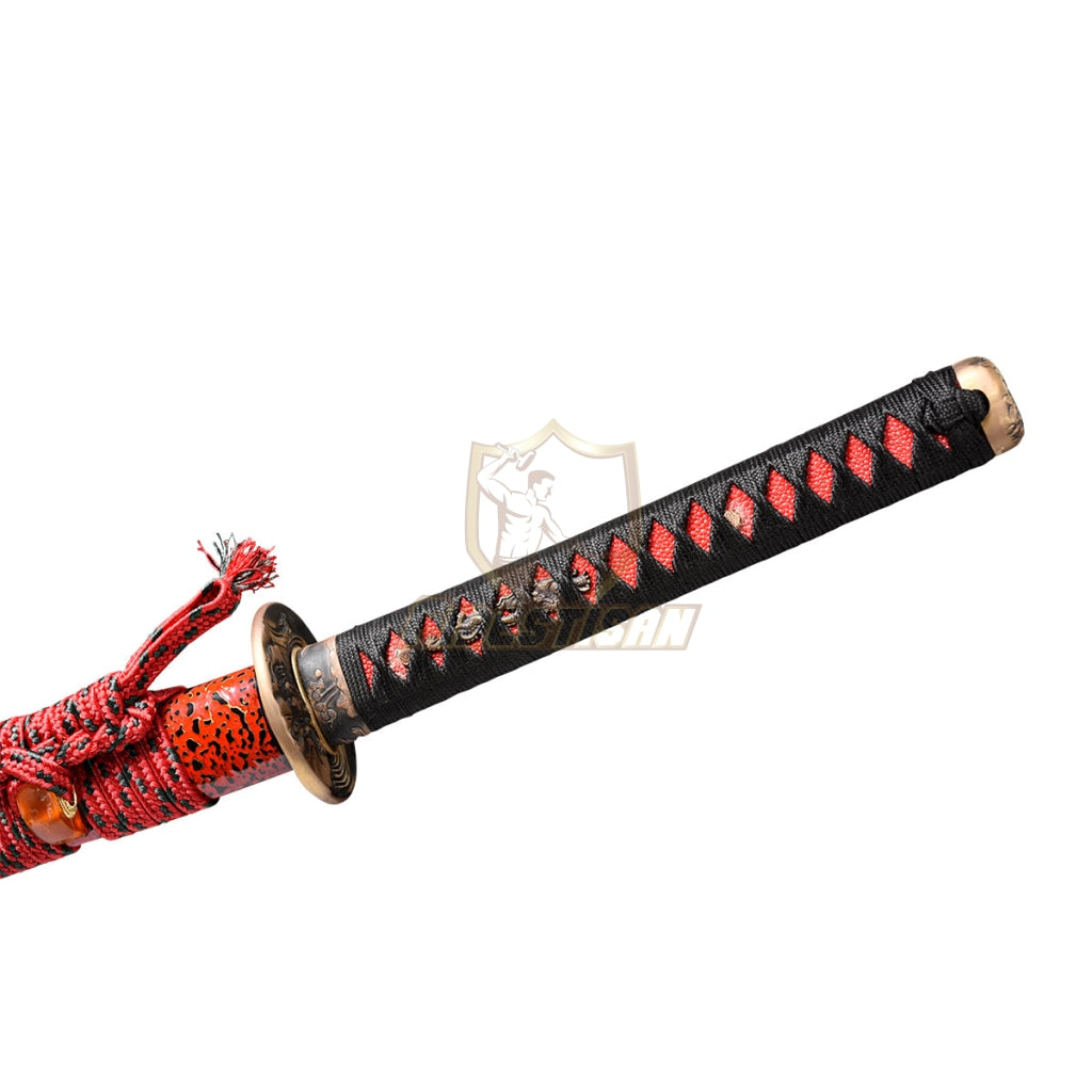 Fidestisan Real Katana T10 Steel Flame Blade Clay Tempered Samurai Japanese Sword Full Tang Sharp