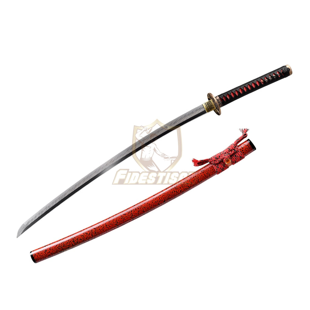 Fidestisan Real Katana T10 Steel Flame Blade Clay Tempered Samurai Japanese Sword Full Tang Sharp