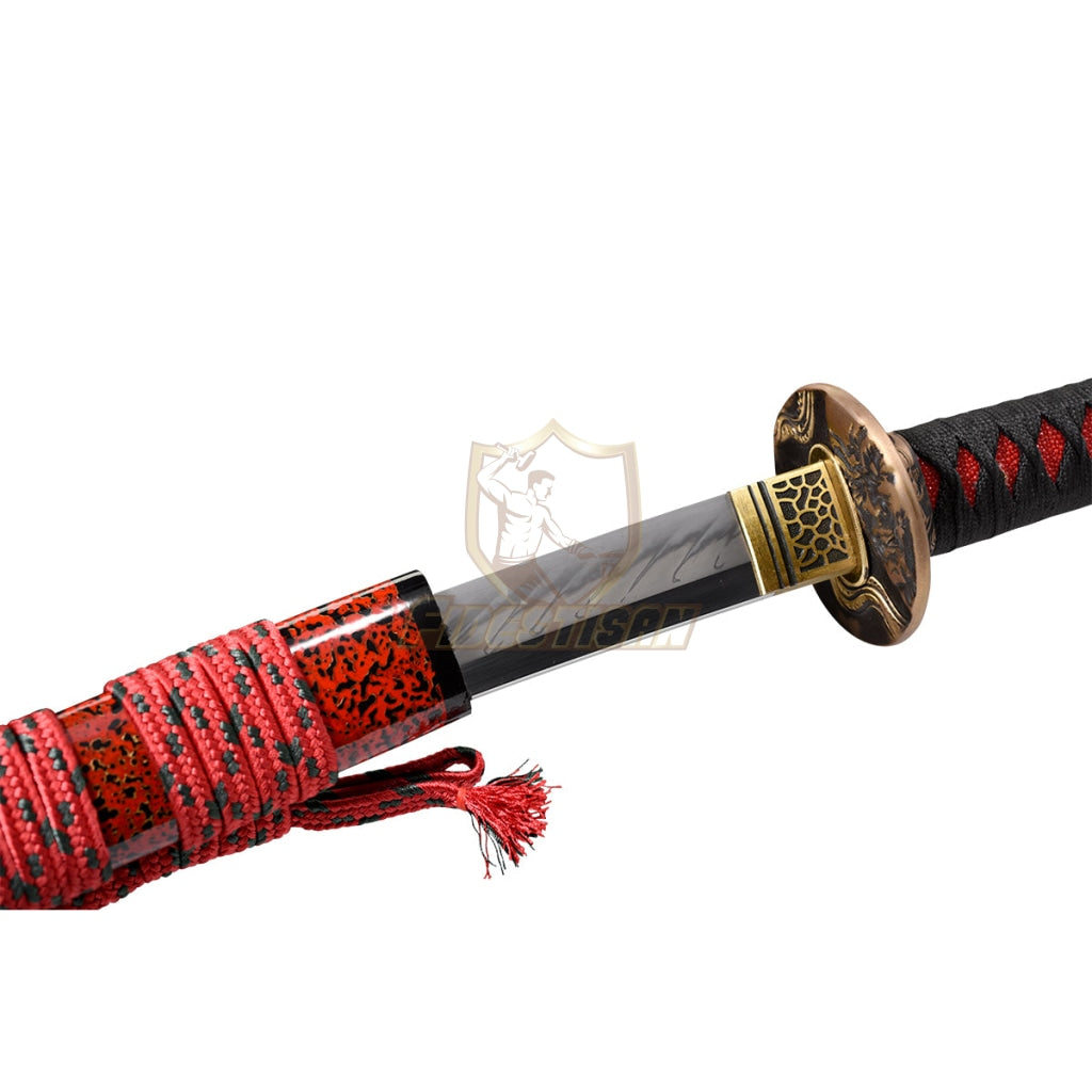 Fidestisan Real Katana T10 Steel Flame Blade Clay Tempered Samurai Japanese Sword Full Tang Sharp