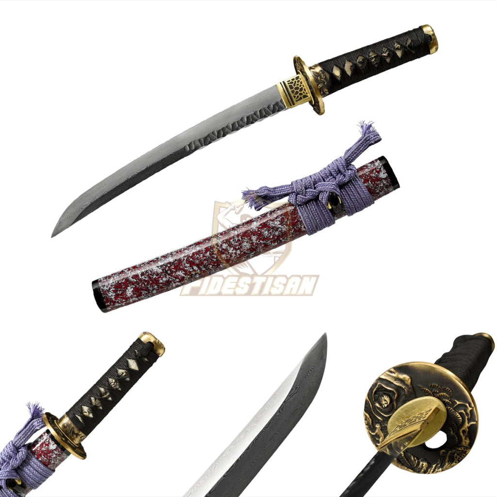 Fidestisan Tpcn290 Handemade Japanese 20Inch Tantou Sword Damascus Steel Katana Samurai Sharp Full