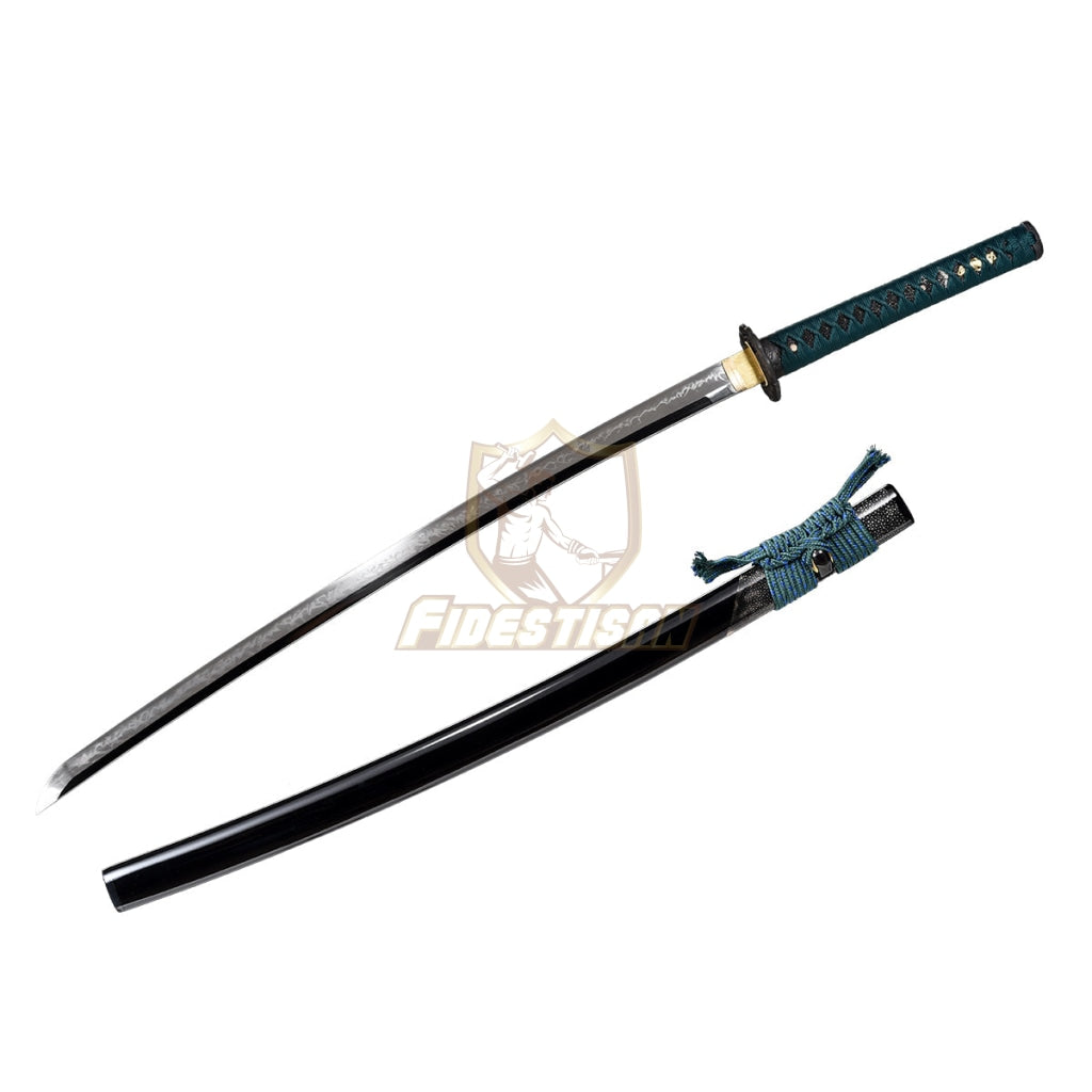 Fidestisan Wave Clay Tempered Katana Samurai Style Japanese Real Sword T10 Steel Blade Full Tang