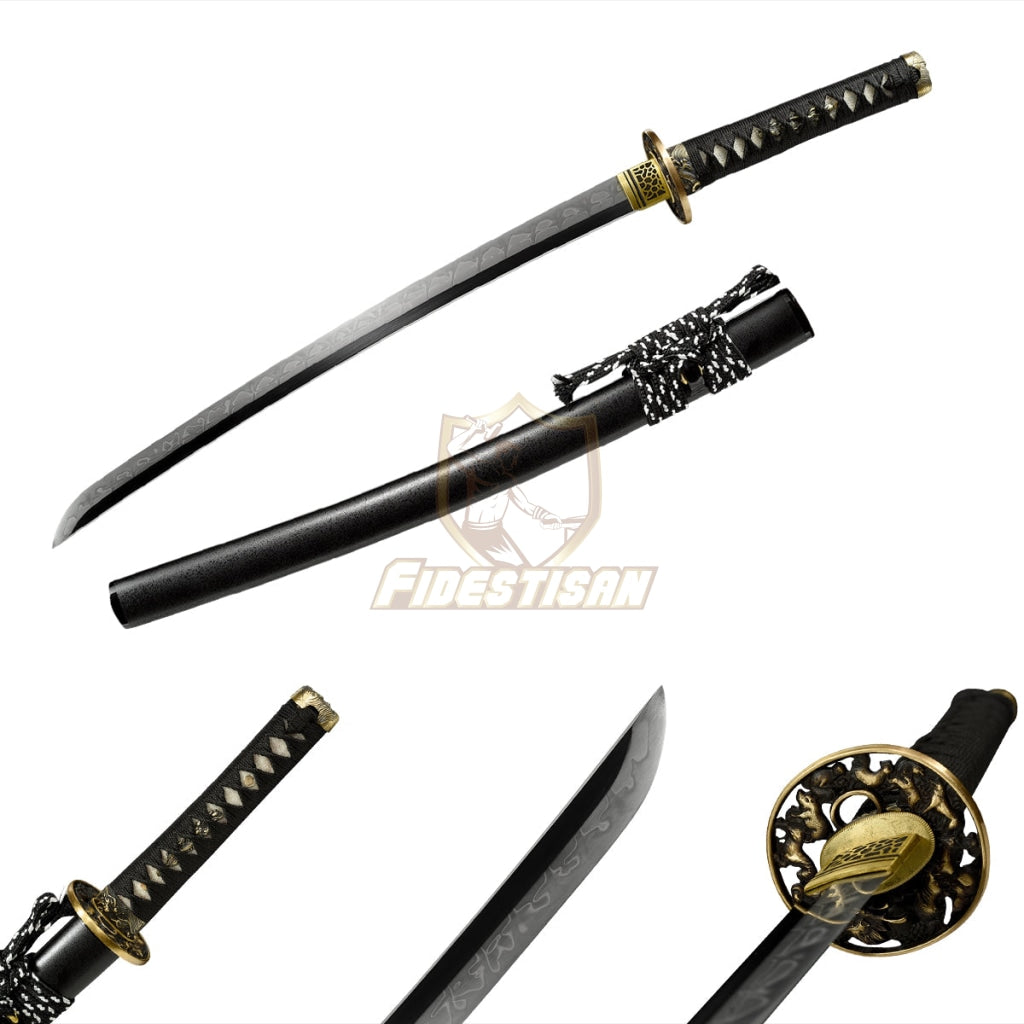 Fidestisan Wtcy289 Real 28Inch Wakizashi T10 Blade Clay Tempered Hamon Japanese Samurai Katana Sword