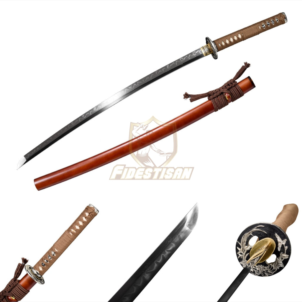 Handemade Real Hamon T10 Steel Maple Leaf Blade Japanes Samurai Katana Sword Sharp Clay Tempered