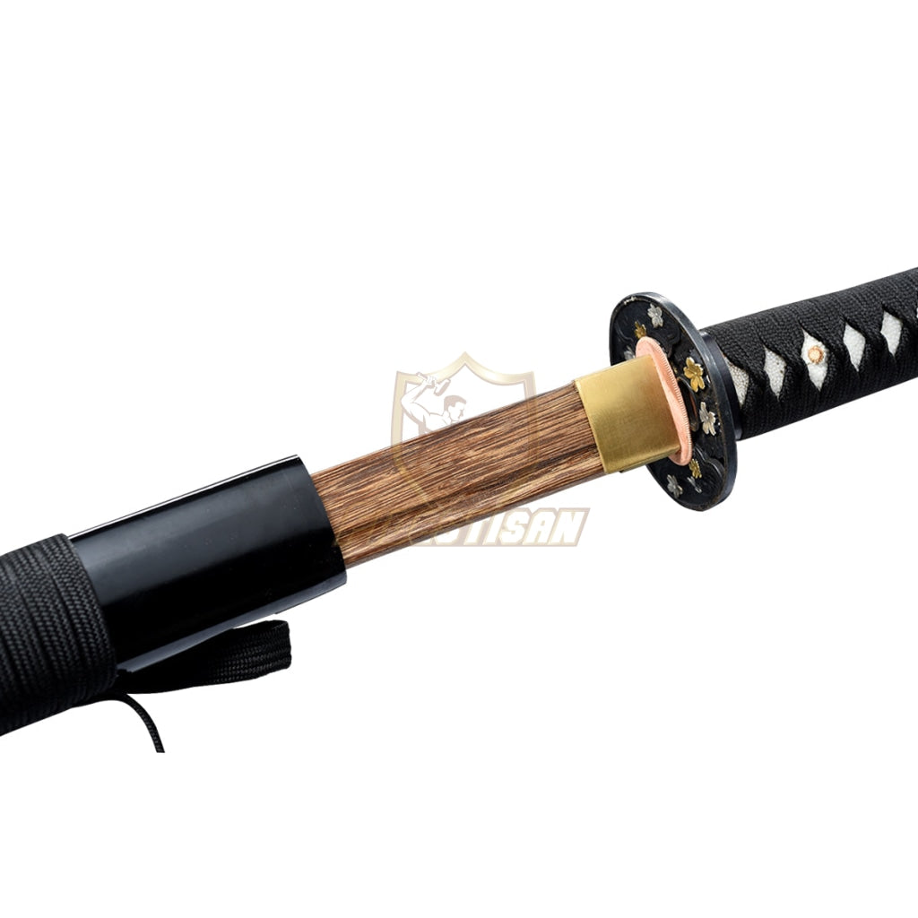 Handmade 40 Inch Katana Two Blade In Total Wooden+T10 Steel Clay Tempered Lron Tsuba Practice