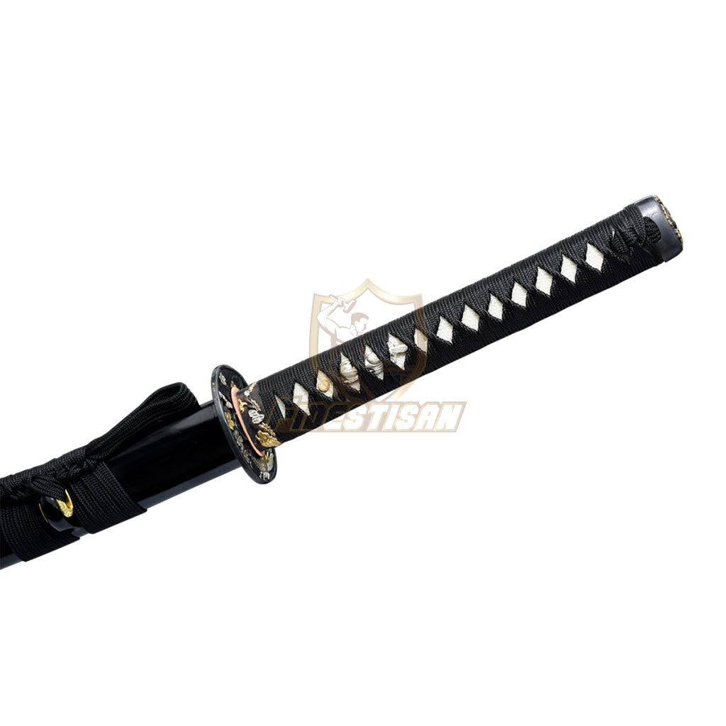 Handmade 40 Inch Katana Two Blade In Total Wooden+T10 Steel Clay Tempered Lron Tsuba Practice